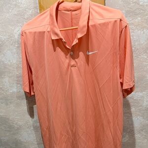 Nike Coral Performance Polo Shirt with White Swoosh